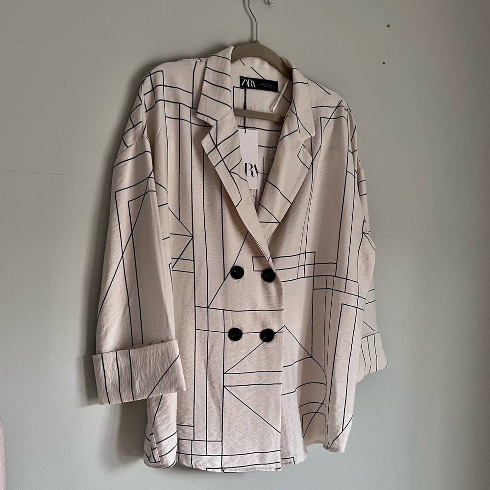 ZARA GEOMETRIC PRINT BLAZER - Picture 10 of 11